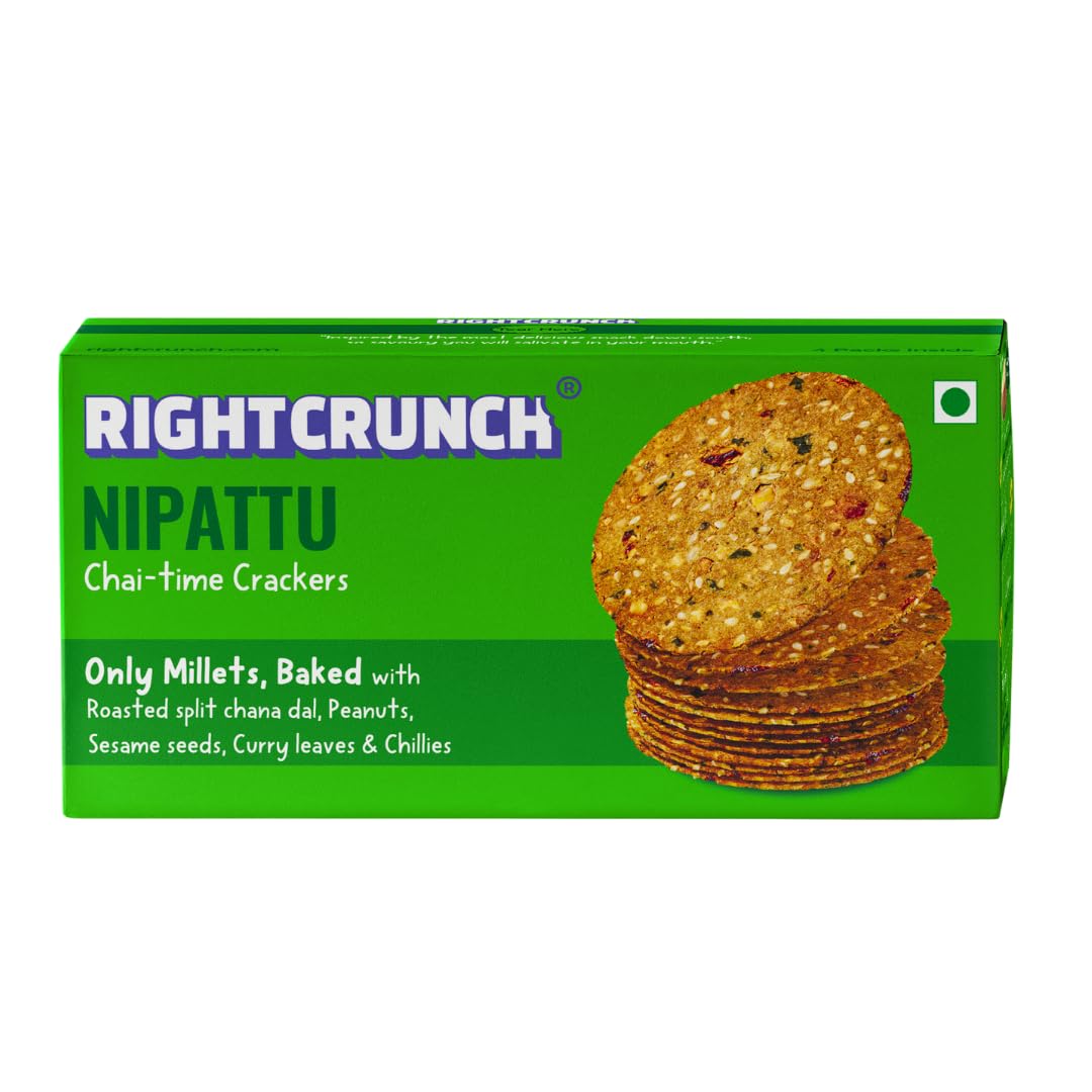 RIGHTCRUNCH Millet Crackers - Gluten-free, Baked, Healthy snacks for Chai time - Nipattu Pack of 1-180g (B0DGL39974) Amazon Price History, Amazon Price Tracker
