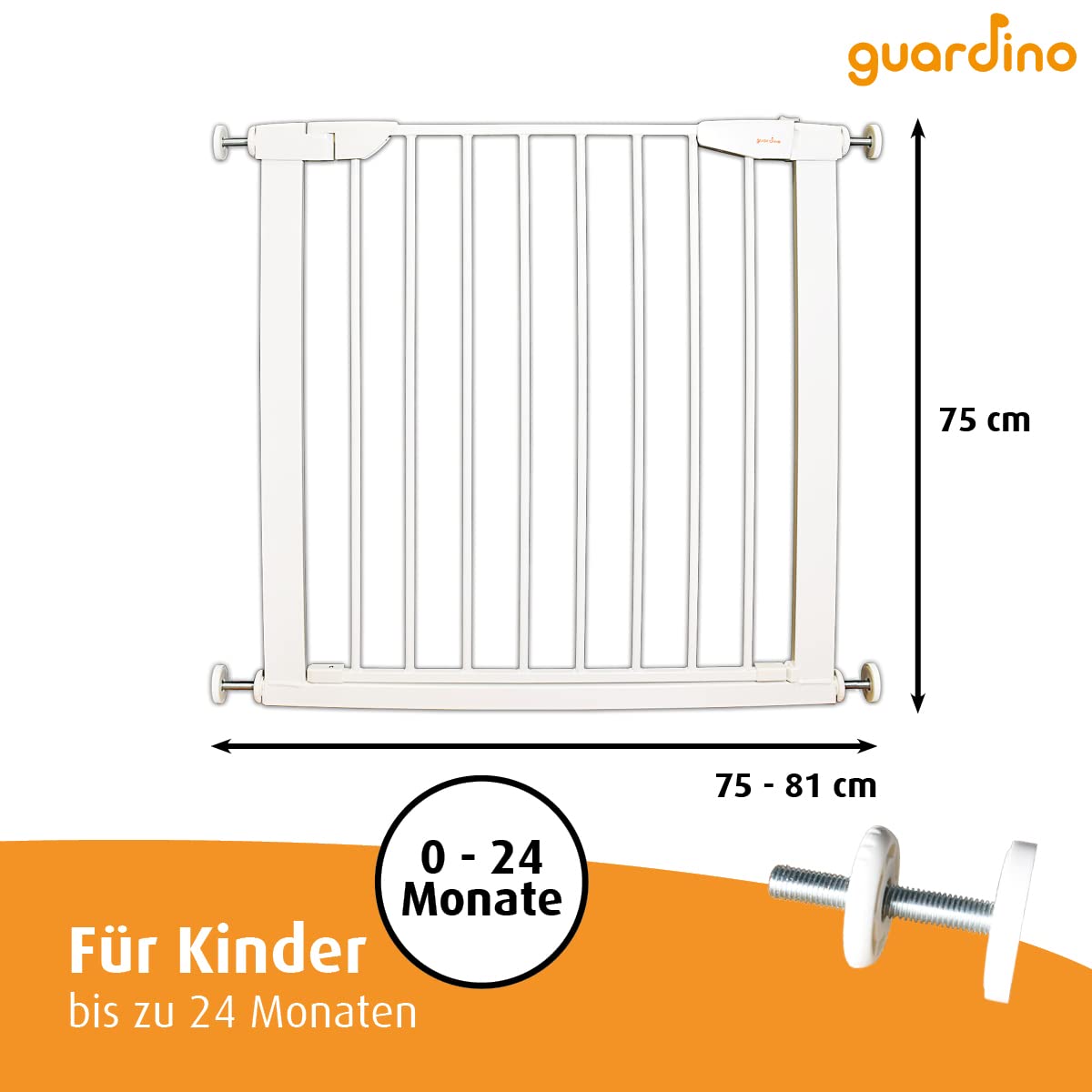 Guardino Türschutzgitter erweiterbar bis 109 cm - Treppenschutzgitter ohne Bohren, 96-102, 700010-3, Weiß