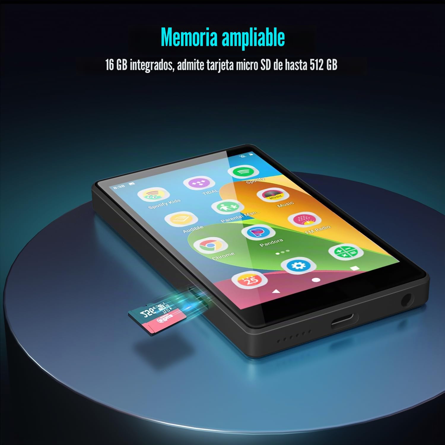 Reproductor MP3 para niños con Controles Parenales, Spotify Kids, Spotify, Audible, Amazon Music, Libby, Reproductor de música MP4 IPS de 4,0" con Capacidad de hasta 512GB (Negro Oscuro)