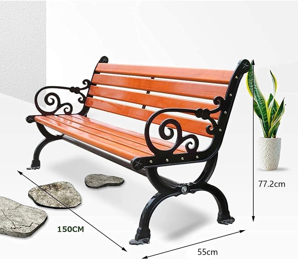 LXXW ガーデンベンチ ガーデンベンチ屋外公園ベンチ鋳鉄フレームと木製