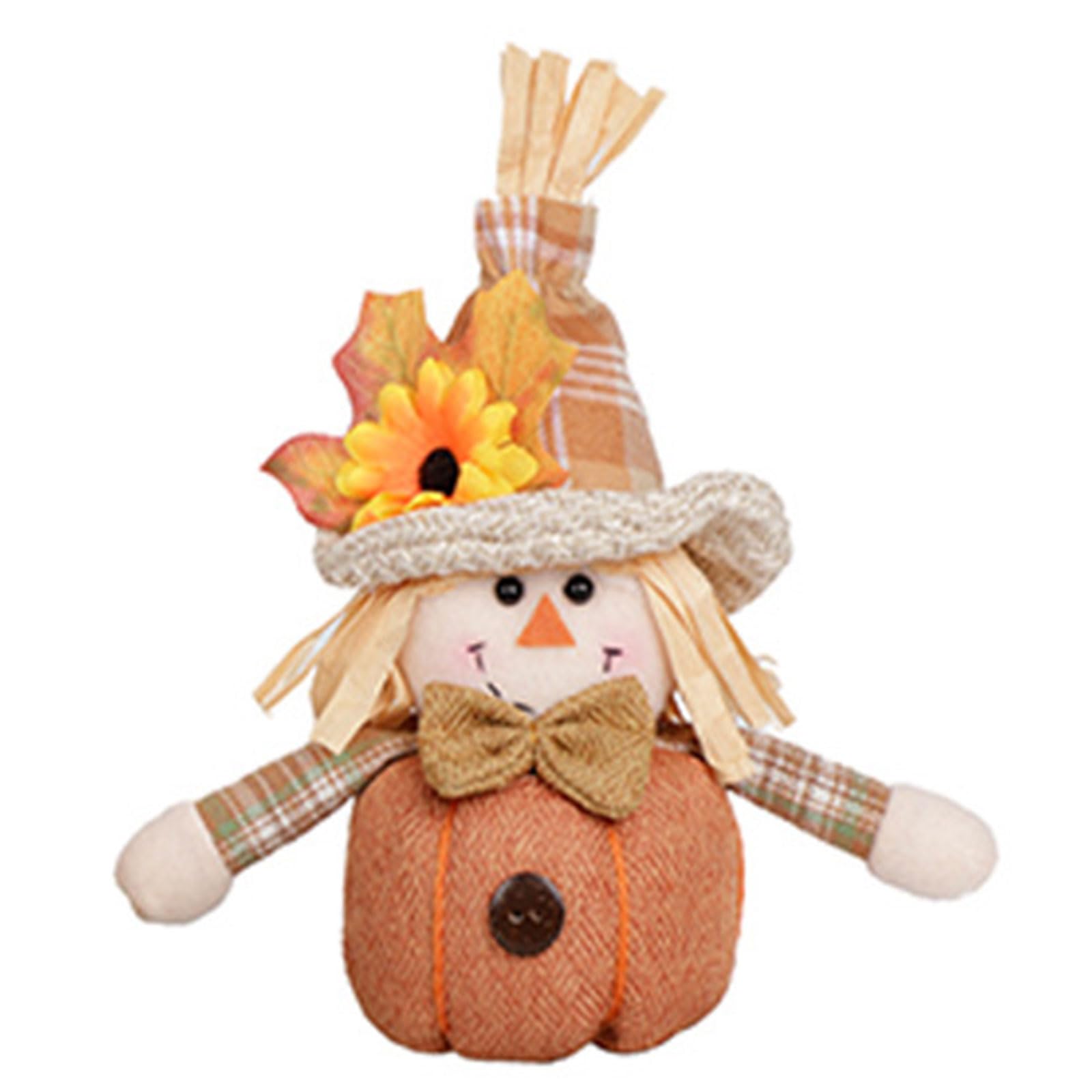 Hsioluted Seasonal Cloth Scarecrows Ornament for Halloweens Harvest Celebration Craft Home Festival Accent Polyester Cloth Party Decoration