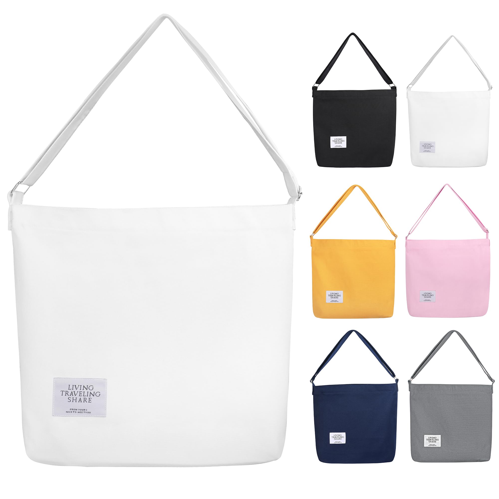 Sac à main en toile blanc zippé idéal pour les sorties décontractées - 6