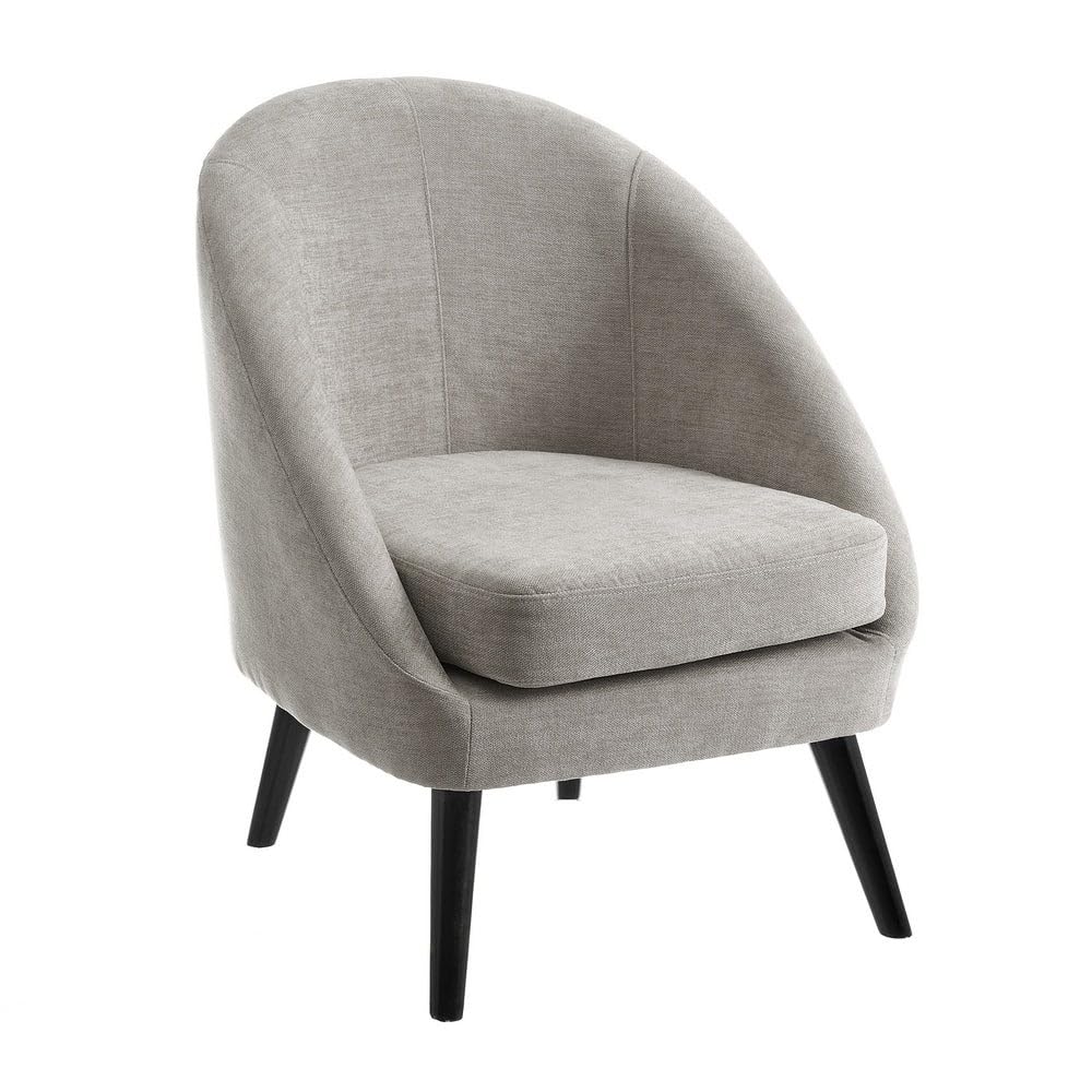 LOLAhome Butaca Gris Perla con Brazos de Chenilla y Madera de 60x67x74 cm