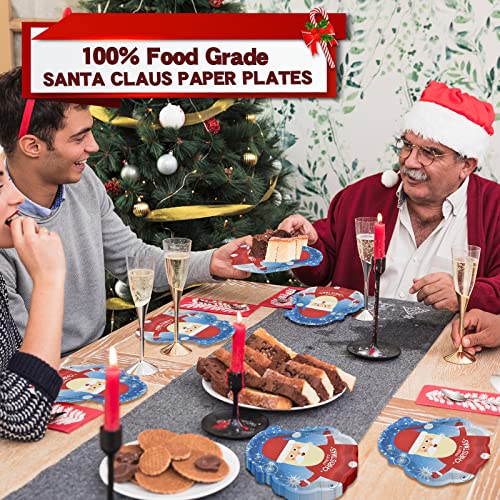 Ephyo 50 Count Christmas Paper Plates Disposable Dinner Party Oval Santa Plates For Dessert Cookies Appetizer Salad Merry Christmas Holiday Dinnerware Party Supplies Blue Snowflake #TOP1