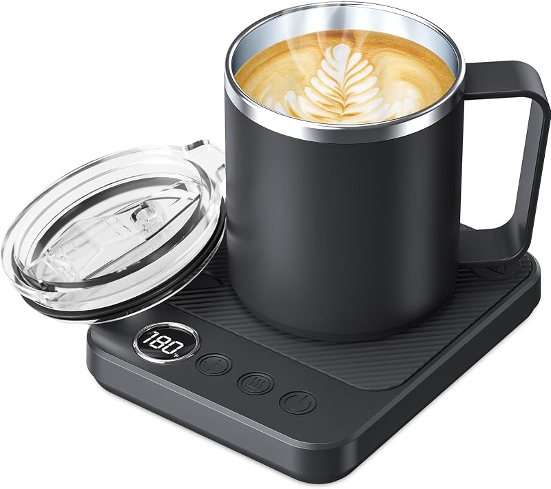 Felibeaco Coffee Mug Warmer &Mug Set for Desk, Smart Coffee Cup Warmer with 16oz Heated Mug, Cup Heater with Auto Shut Off for Office/Home, Coffee Gifts for Women/Men/Dad on Father‘s Day, Black