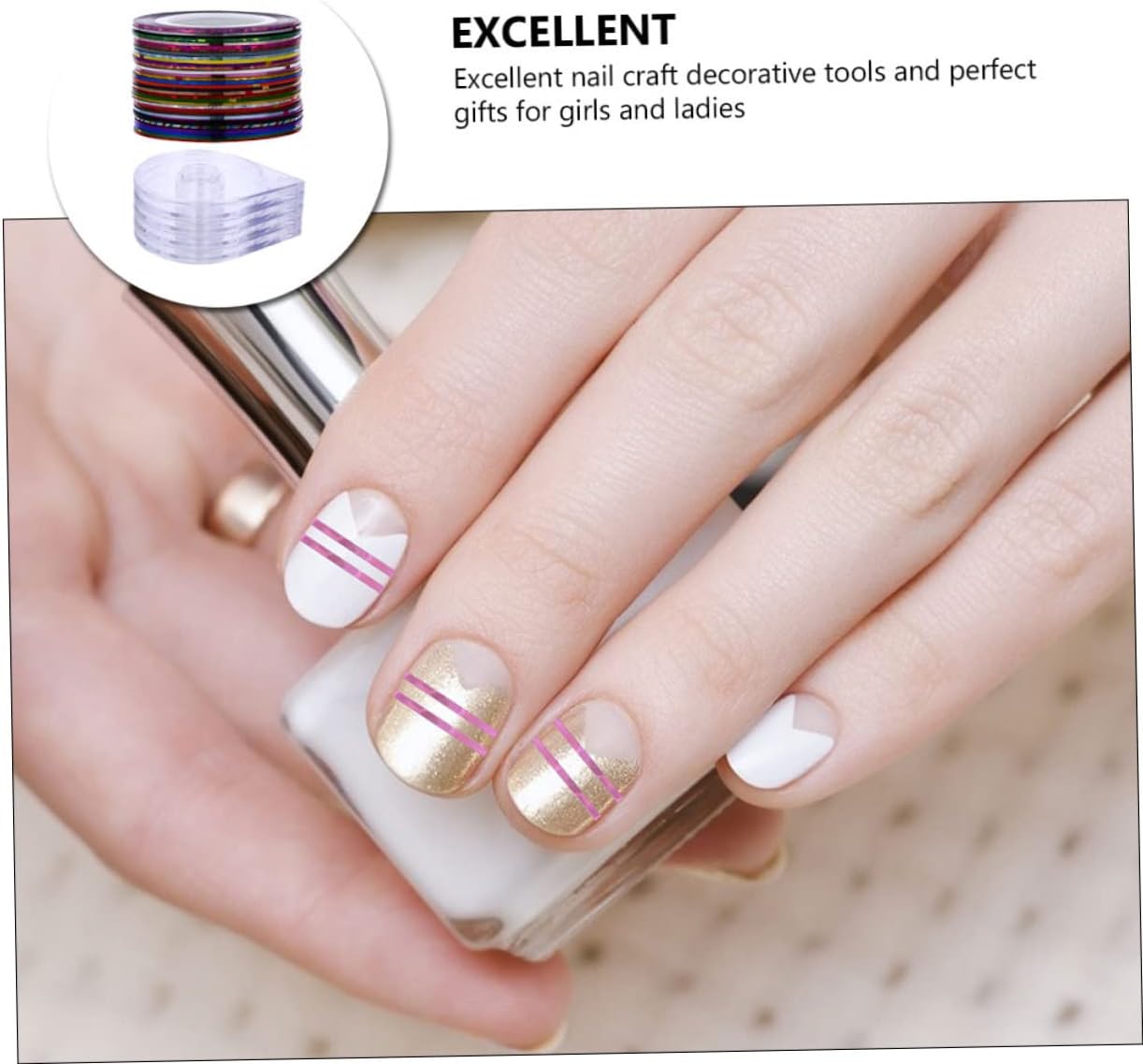 Ipetboom 120Pcs Nail Art Strip Tape with Storage Cases Premium Adhesive Decorative Strips for Professional Home Manicures for Creative Nail Designs and