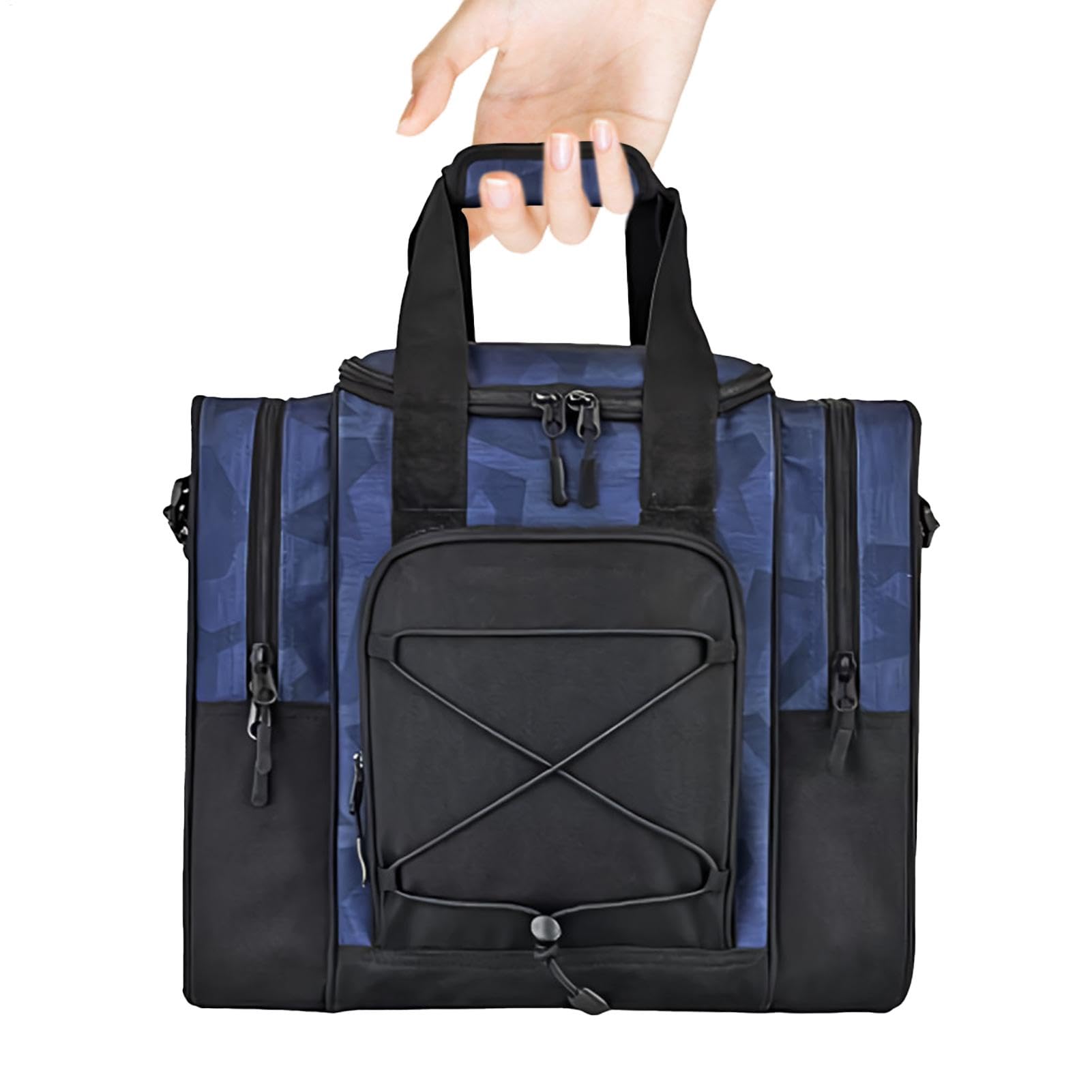 Bowling Tote Bag, Multifunctional Tote for 1 Ball, Adjustable Padded Handbag with Interior Belt, 14.37x9.45x12.8 Inches Fits Shoes and Towel, Ideal for Men and Women