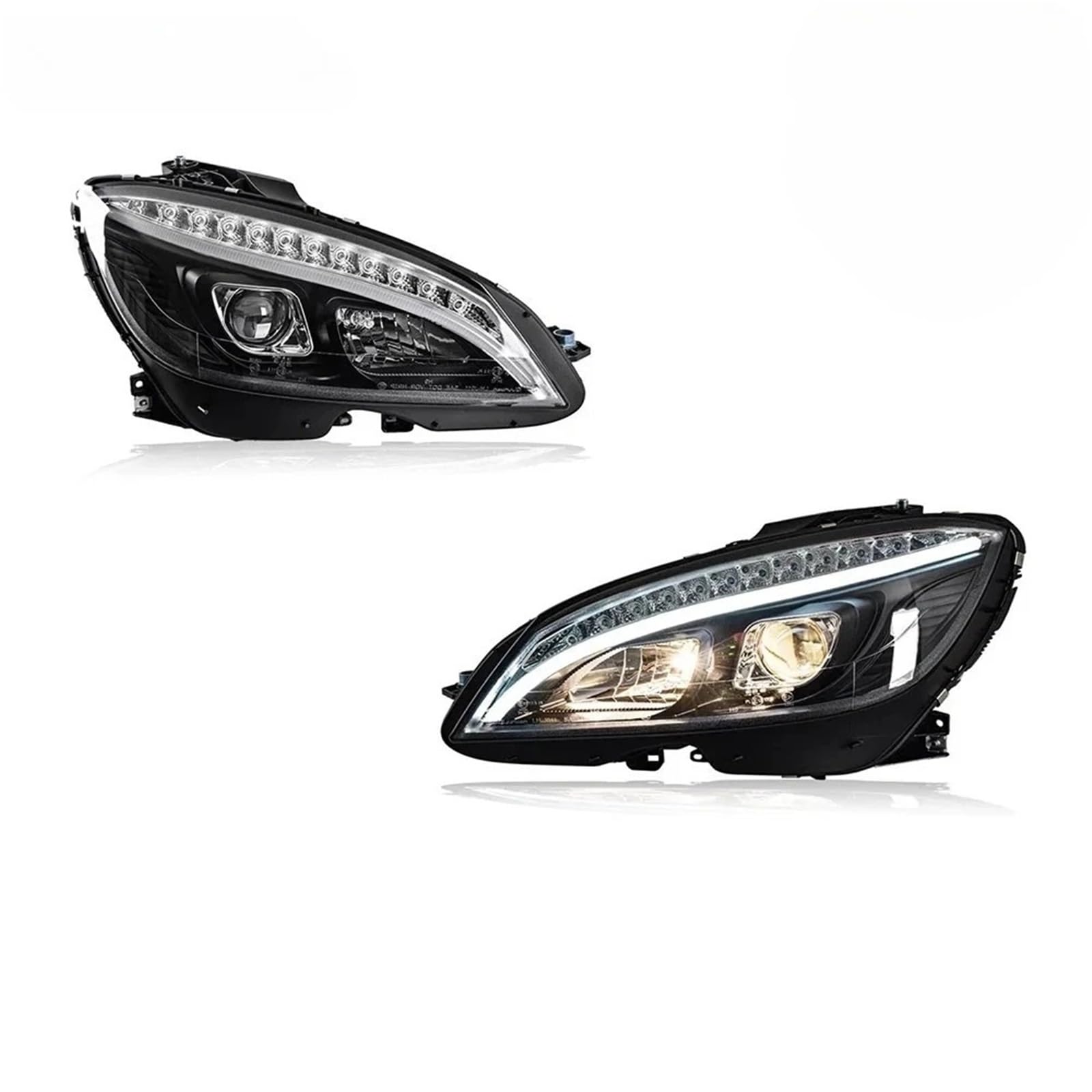 Faro Anteriore per Classe C W204 2007-2011, fendinebbia, luci diurne, luci di Stop, indicatori di direzione, Installazione Plug And Play. Gruppo Ottico Anteriore per Auto.