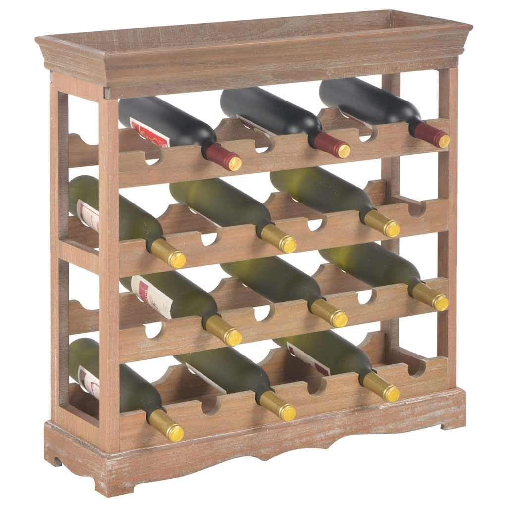 Cantinetta per vino marrone in MDF 70 x 22,5 x 70,5 cm, portabottiglie aperto con 4 ripiani per 24 bottiglie, portabottiglie e spazio per soggiorno, sala da pranzo o bar di casa