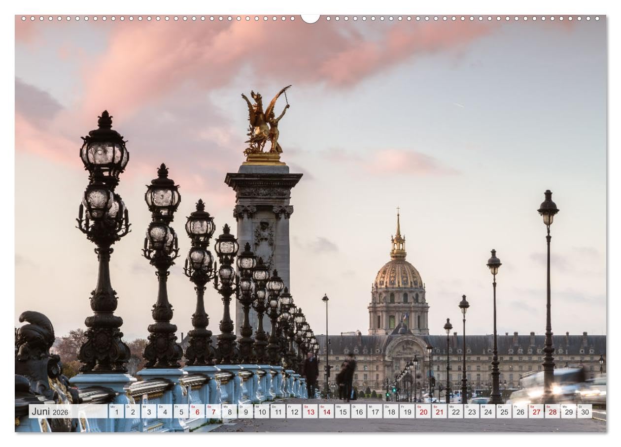 Paris - La Ville Lumière (Wandkalender 2026 DIN A2 quer), CALVENDO Monatskalender: Wahrzeichen und ungesehene Ausblicke auf Paris (CALVENDO Orte)