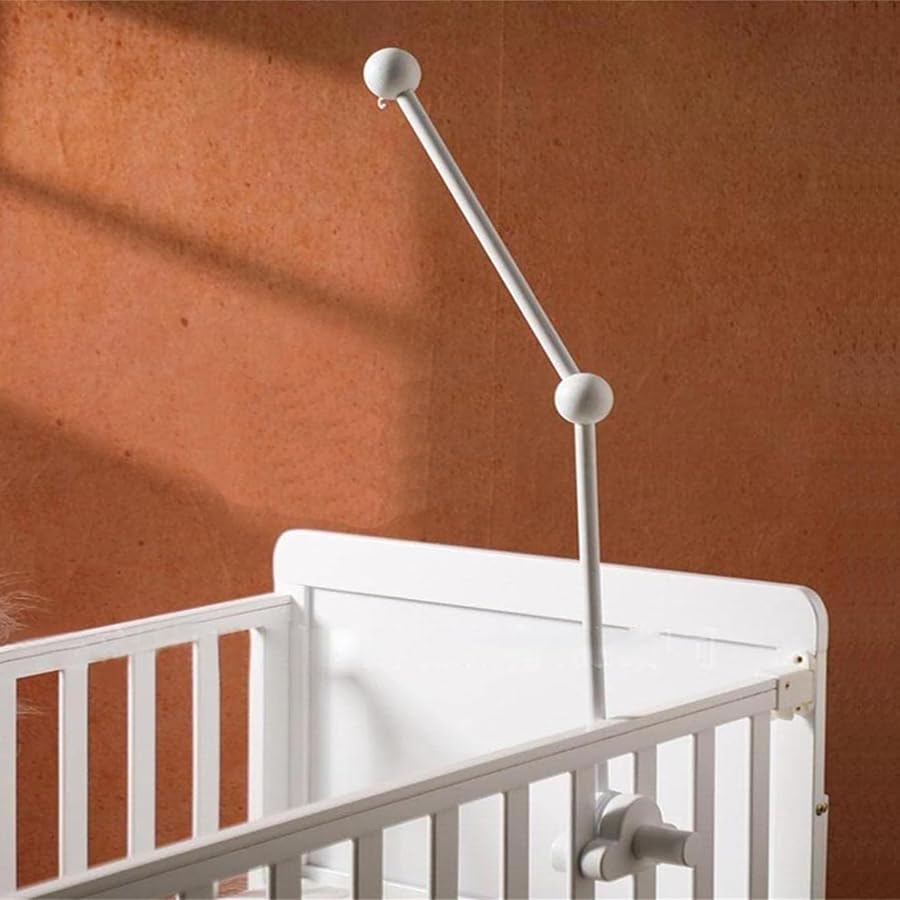 Image of Abizarch 27inch Baby Crib Mobile Arm, Wooden Crib Mobile Holder, Angle Height Cot Mobile Arm, Crib Mobile Bed Bell Holder,Nursery Mobile Hanger-(Only arm- no mobile) (white)