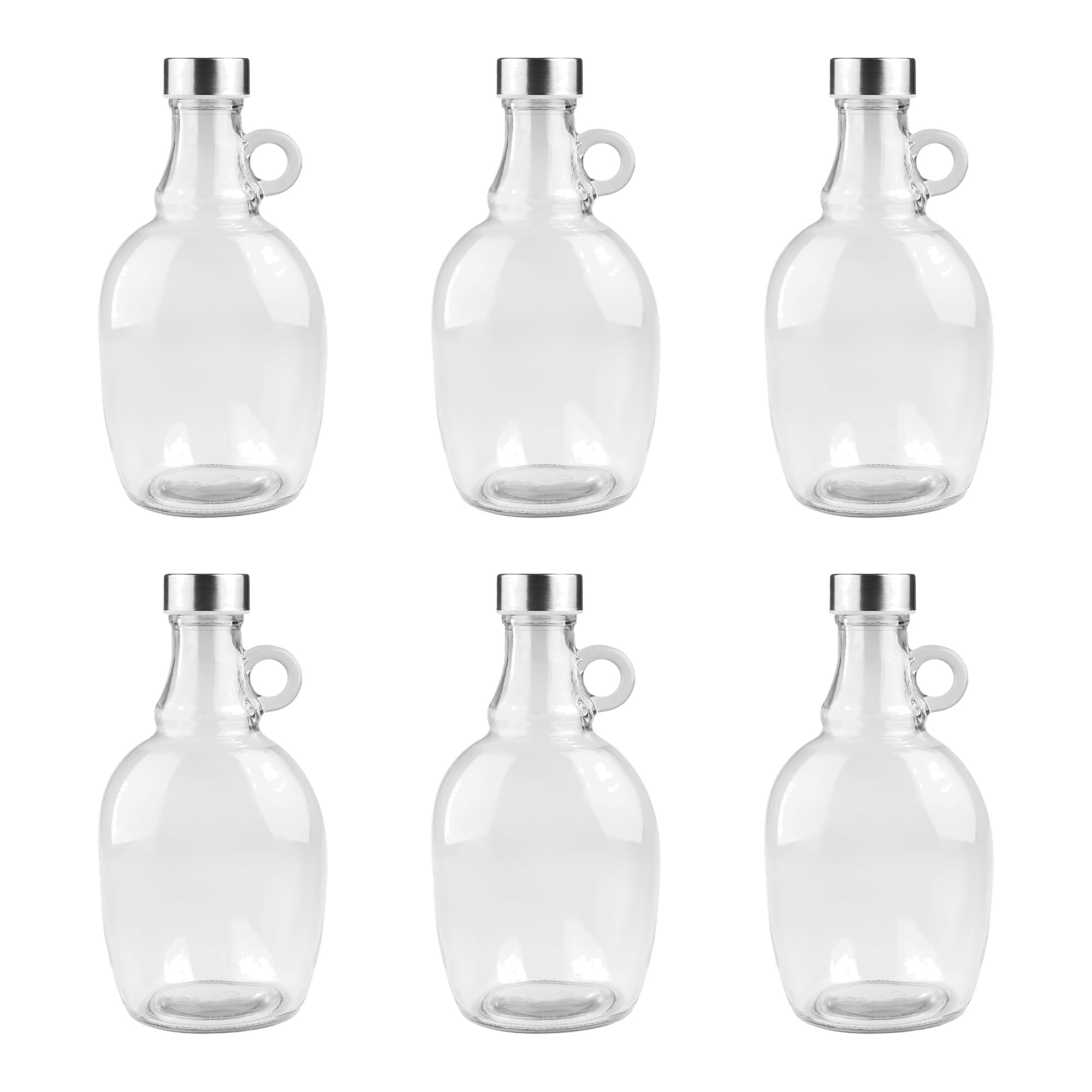 lilawelt24 1L Glasflasche mit Henkel & Schraubverschluss – Kleiner Weinballon, Likörflasche, Schnapsflasche & Karaffe – Leere 1 Liter Flasche zum Befüllen für Öl, Saft & Most (6x)