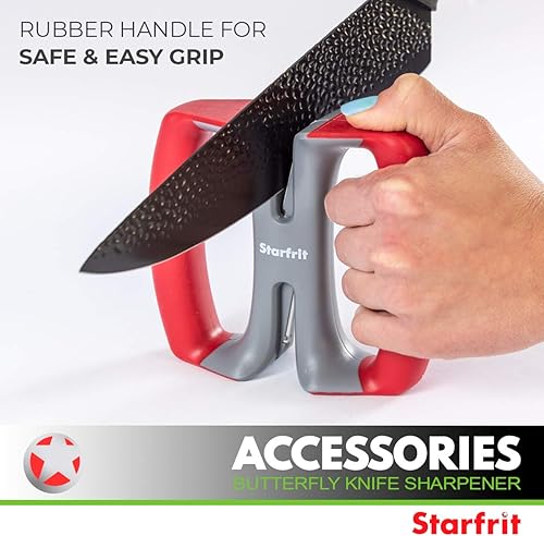 Miniatura 3 de Starfrit Afilador de cuchillos mariposa, rojo 092046-006-ORED
