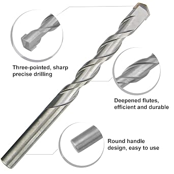 Masonry Drill Bits 15 PCS Concrete Drill Bit Sets with Carbide Tip for Concrete Brick Natural Stone 3-3-3-4-4-4-5-5-5.5-6-6-8-8-10-10mm