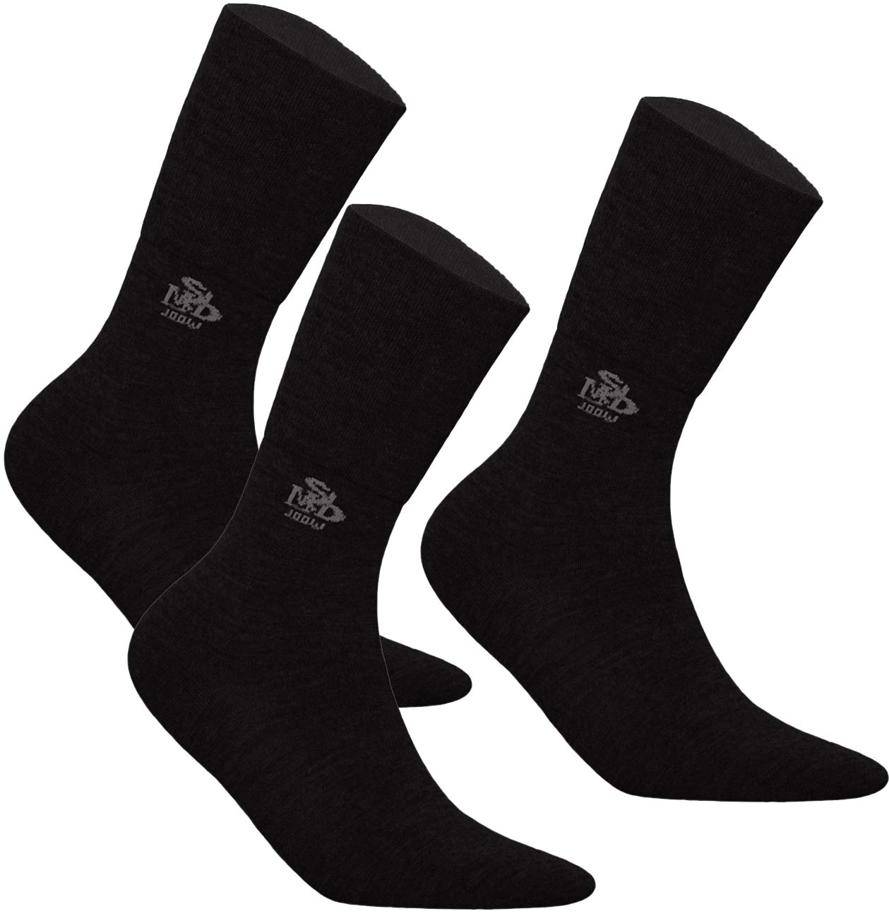 Deomed Men's Black - 3 Pair 3 Pairs Merino Wool Diabetic Socks Without Elastic Thin For And Wo, 43-46