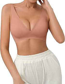 SHARICCA Pro Seamless Bra for Women Deep V Neck Wirefree Bra