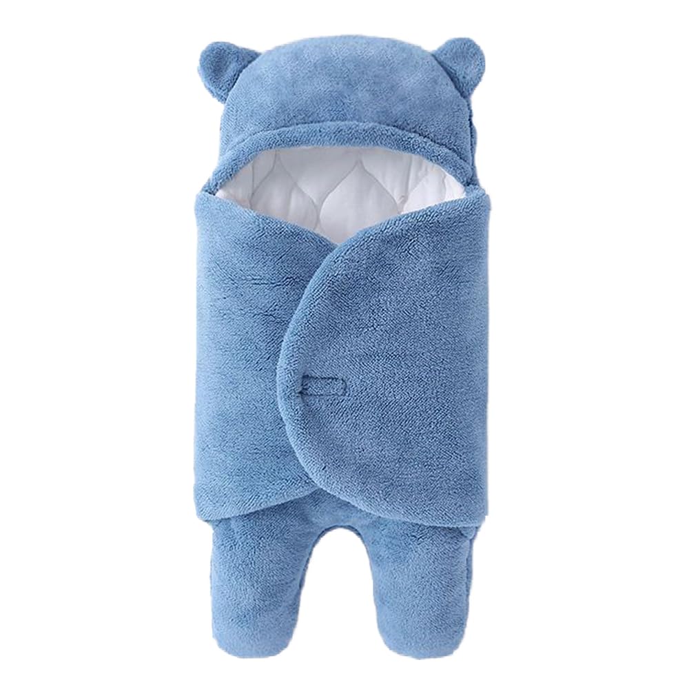 TOMVAESBaby Swaddle Blanket, Ultra-Soft Plush Essential for Infants 0-6 Months, Newborn Swaddle Blanket Wrap, Breathable and Skin-Friendly Cotton, Unisex (Blue)