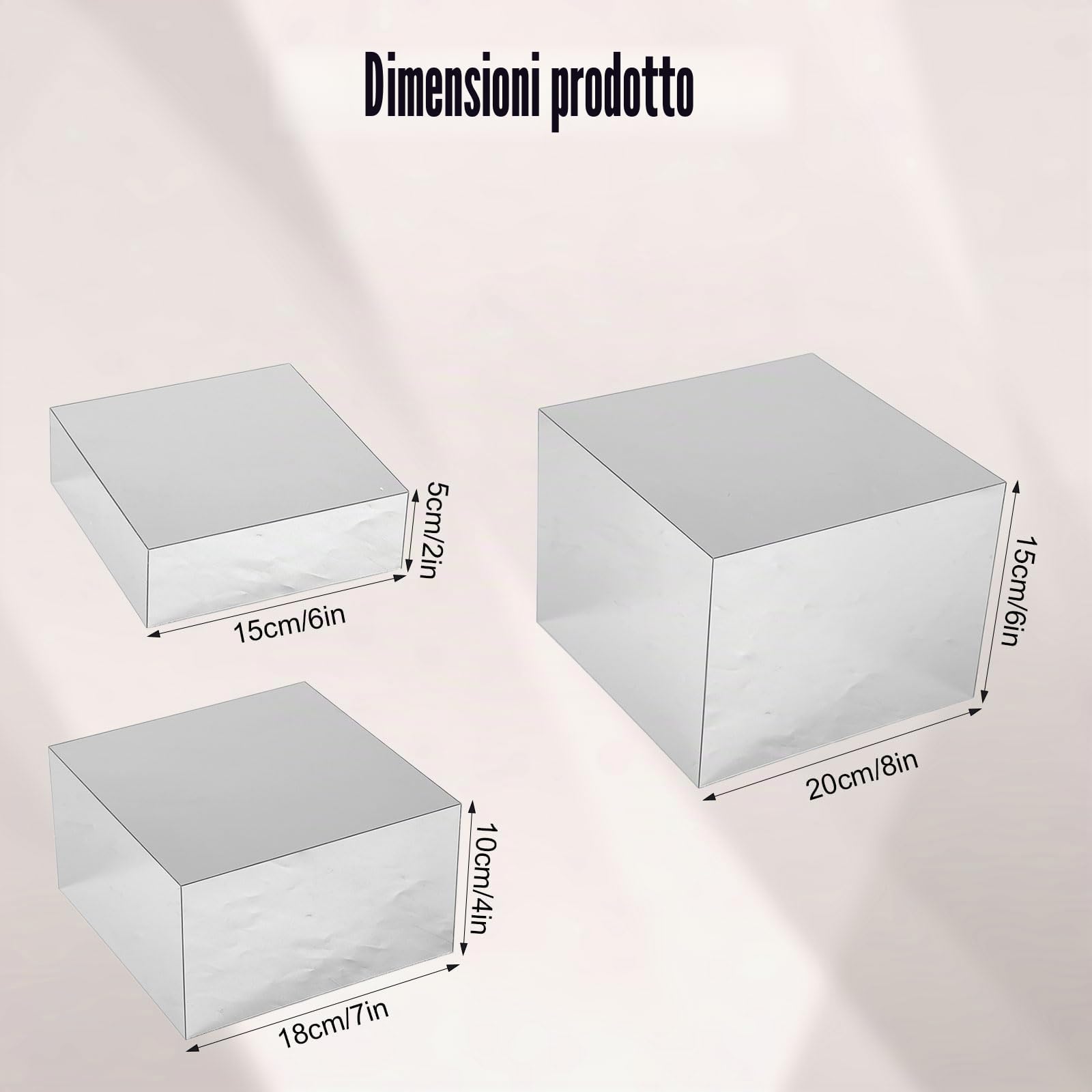 3 Alzate per Buffet, 15,2x17,7x20,3cm Alzate Cupcake Acrilico Argentato con Fondo Cavo Alzate per Cibo per Tavolo da Buffet Alzate Eleganti e Pulite per Buffet per Caramelle Dessert