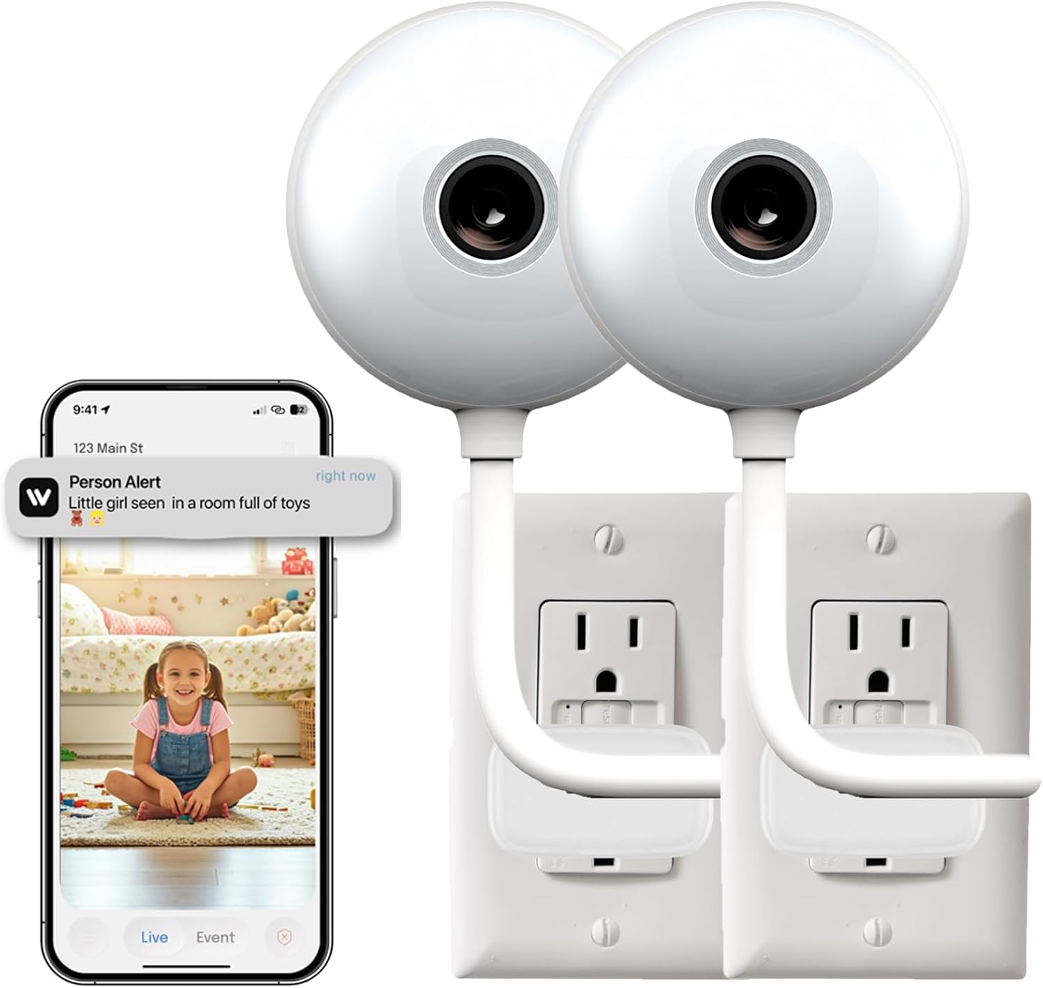 Indoor Security Camera,2K 2.4G WiFi Baby/Pet/Dog/Nanny Cameras for Home Security,AI descriptive Notification, AI Cameras with 2-Way Talk, Color Night Vision, AI Smart Detection,911Emergency(2 Pack) Indoor Security Camera,2K 2.4G WiFi Baby/Pet/Dog/Nanny Cameras for Home Security,AI descriptive Notification, AI Cameras with 2-Way Talk, Color Night Vision, AI Smart Detection,911Emergency(2 Pack)