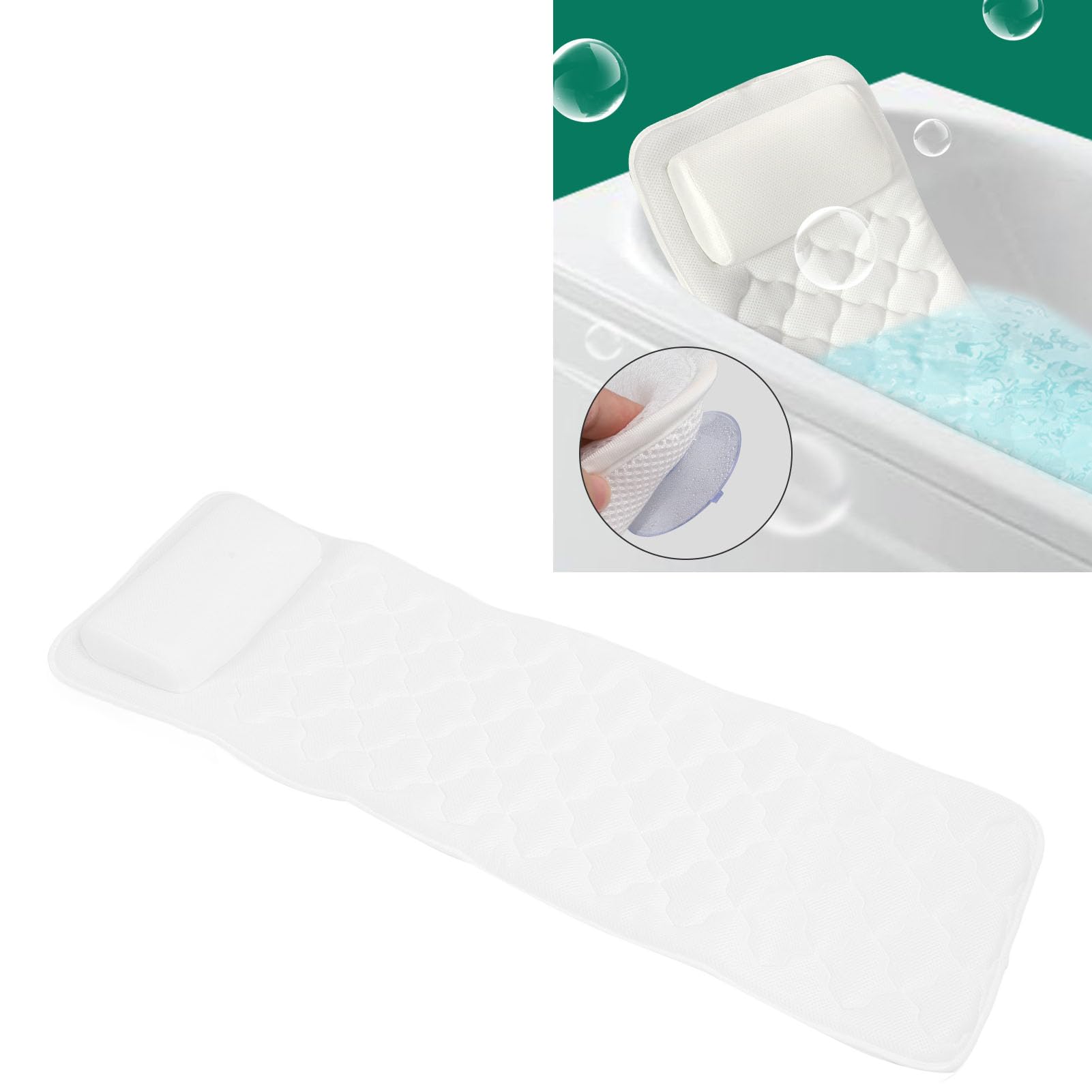 TOPINCN Cuscino da Bagno per Tutto il Corpo Poggiatesta Antiscivolo per Vasca da Bagno e Cuscino di Supporto per il Collo con Forti Ventose per Tutti i Tipi di Vasche da (Digitare un)