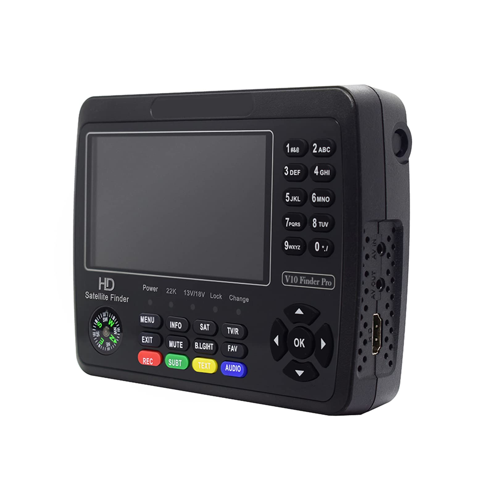 Satellite Finder Signal Meter V10 Pro HD Satellite TV Signal Finder DVB-S/S2/S2X/T/T2 Combo Digital Hand Signal Meter Satellite Finder H.265 4,3 Pouces LCD pour régler l'antenne parabolique