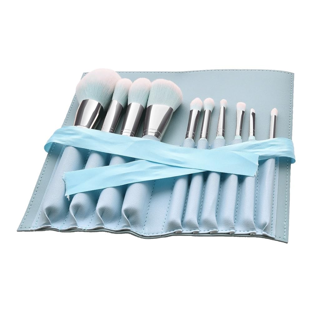 12 pennelli for trucco con manico azzurro Strumenti di bellezza for fondotinta for capelli morbidi e ombretti