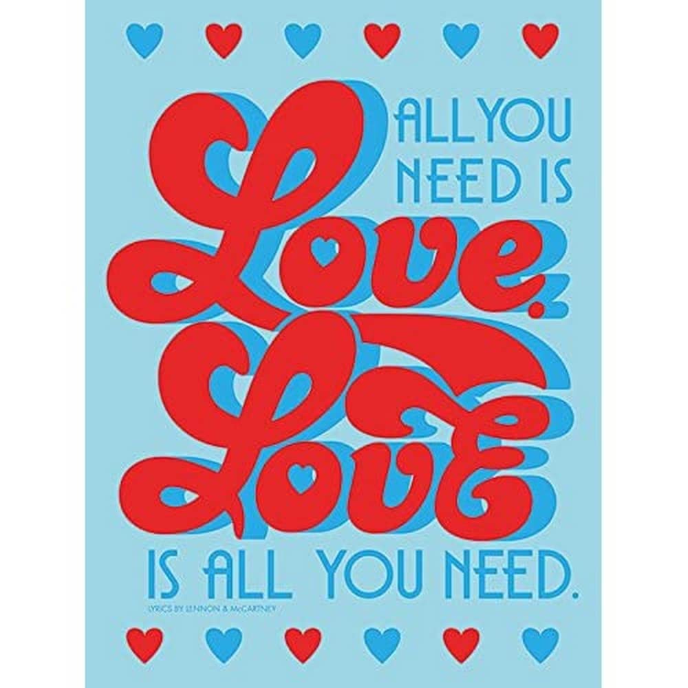 Lyrics by Lennon & McCartney (All You Need Is Love - Retro 60 x 80cm Canvas