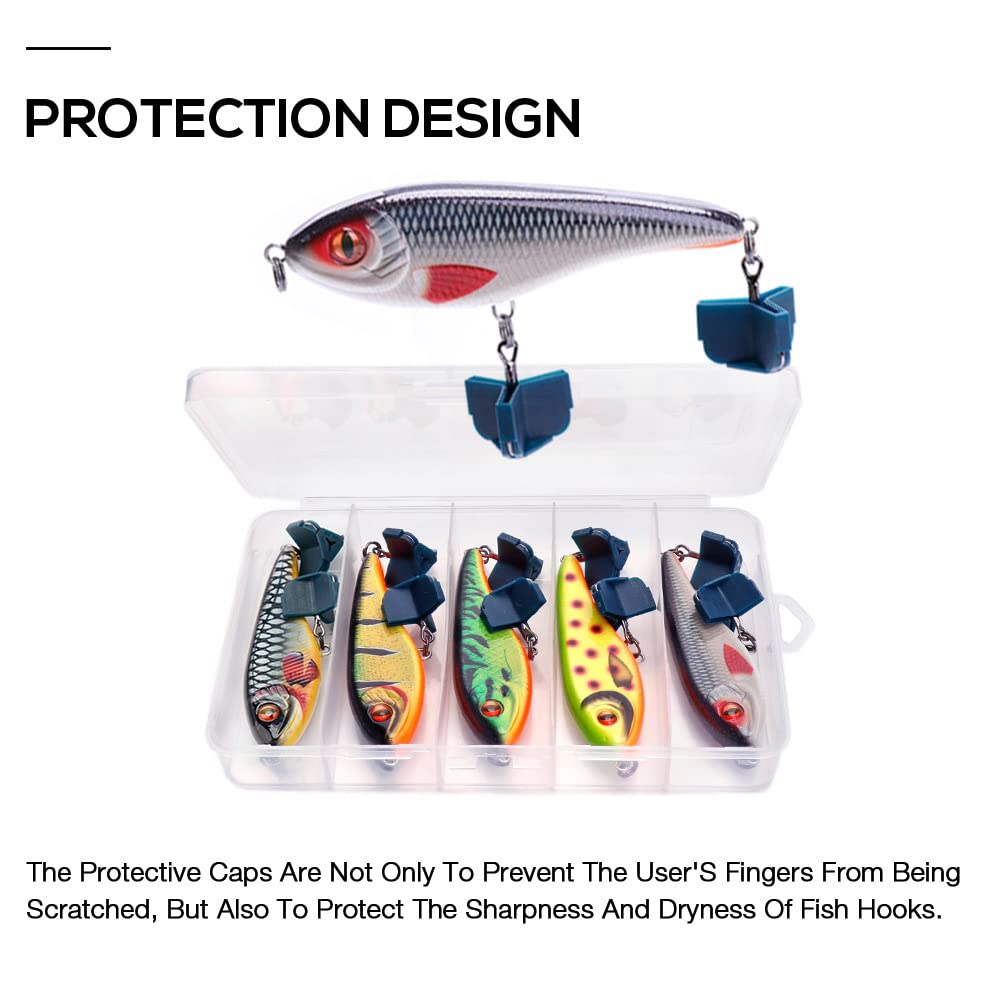 HUFFA Juego de 5 señuelos de Pesca Jerkbait, señuelos Wobblers Que se Hunden, señuelos for lucios, cebos Artificiales Jerkbait, Aparejos de Pesca de lubina con Caja