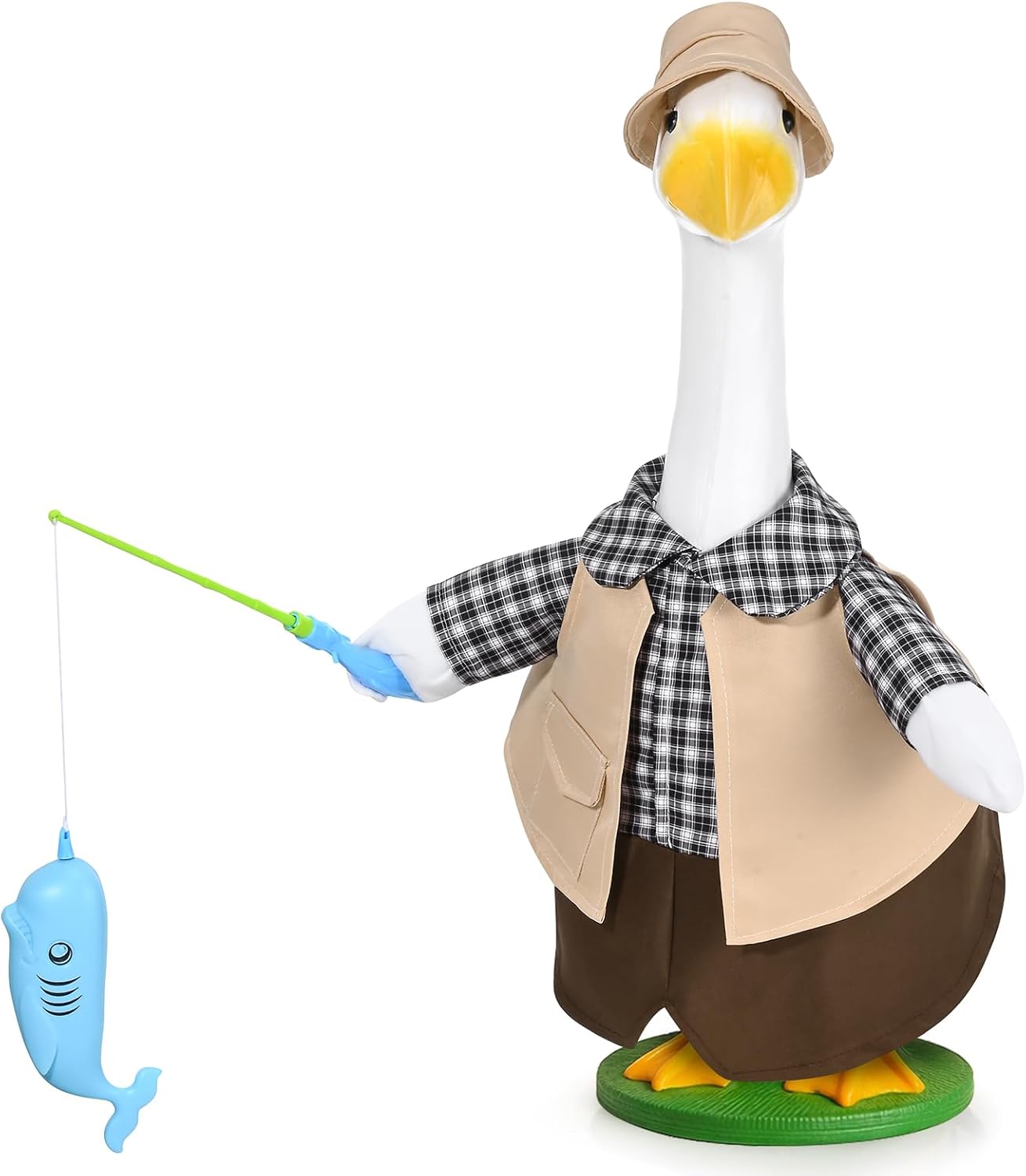 JcHrmers Fishing Porch Goose Outfit Fit 23" High Cement or Plastic Goose Statue for Outdoor Lawn Garden Yard Patio Decor