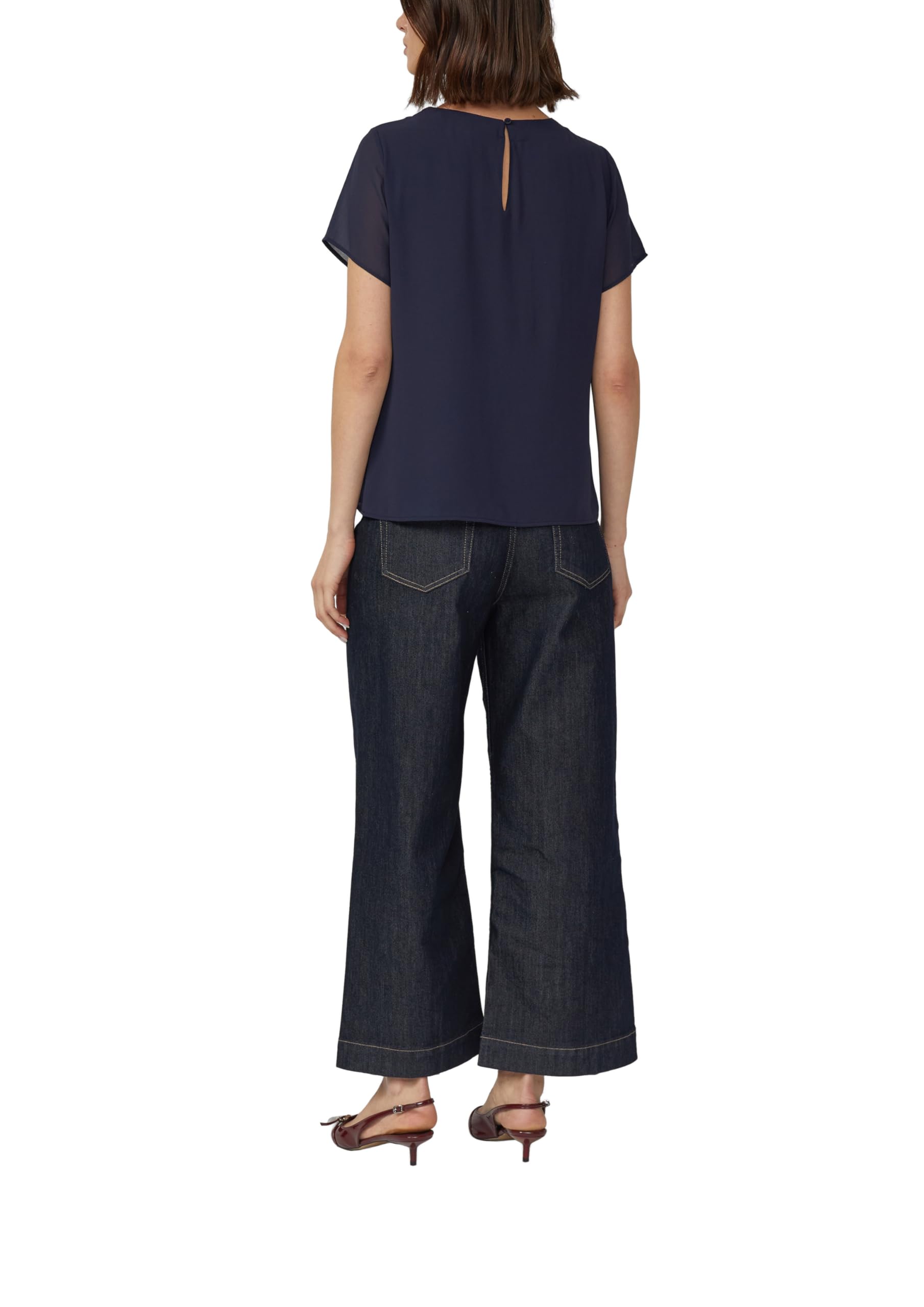 s.Oliver Luftige Chiffon-Bluse mit gesteppter Raffung