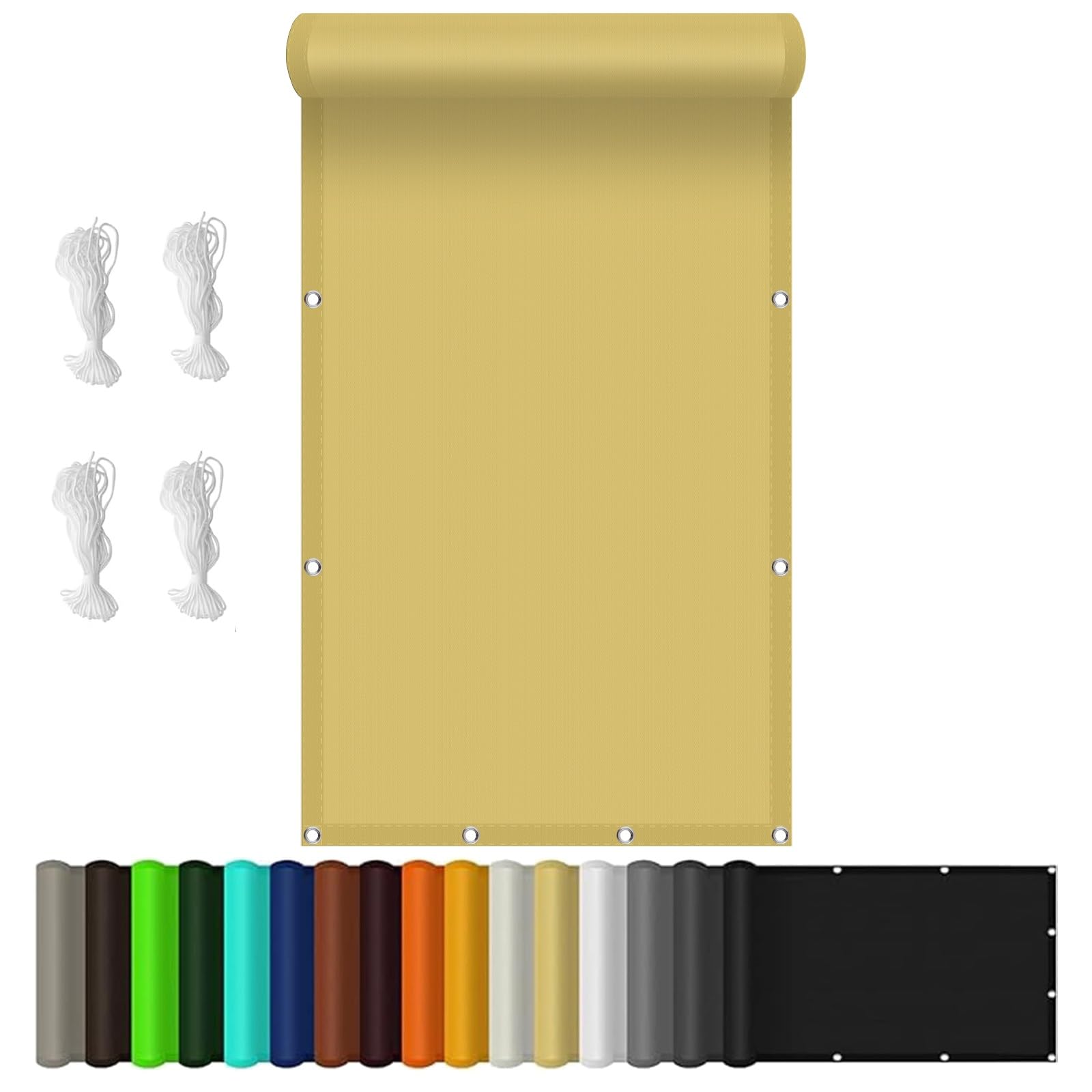 Voile d'ombrage rectangulaire 1,2x4,4 m en maille jaune sable pour balcon