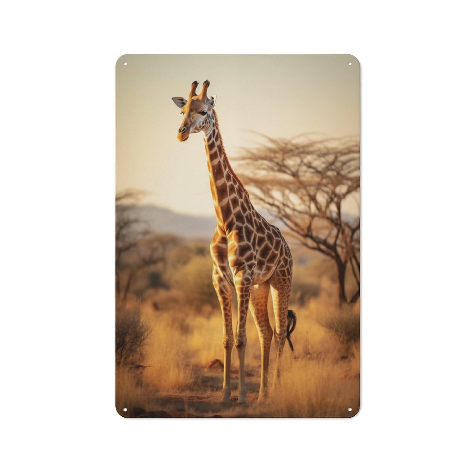 Junmoney Giraffe Portrait Vintage Tin Wall Plaque 30X20cm For Kitchen Or Home Bar, For Vintage Wall Decor Fans, For Themed Room Decoration