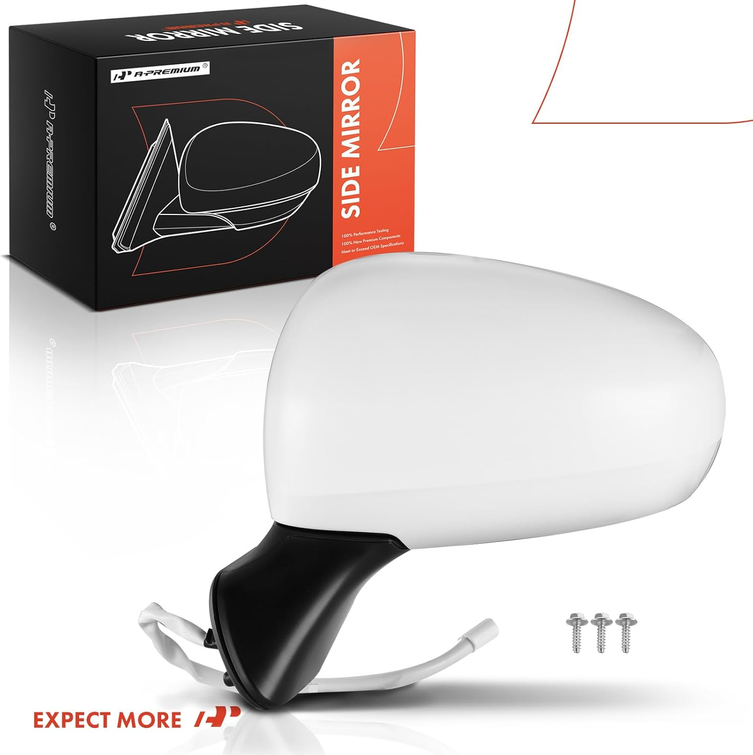 A-Premium Driver Side Power Door Mirror Compatible with Toyota Prius V 2012 2013 2014 2015 2016 2017 - Heated Manual Folding White Outside Rear View Mirror
