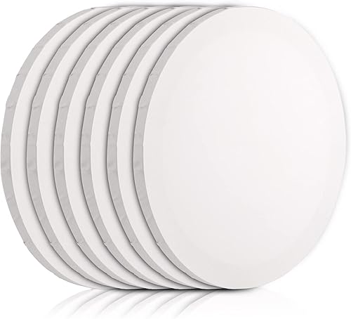 Frcctre Paquete de 6 paneles de lienzo redondos de 12 pulgadas, tableros de lienzo de pintura en blanco preestirados, paneles de lienzo de arte