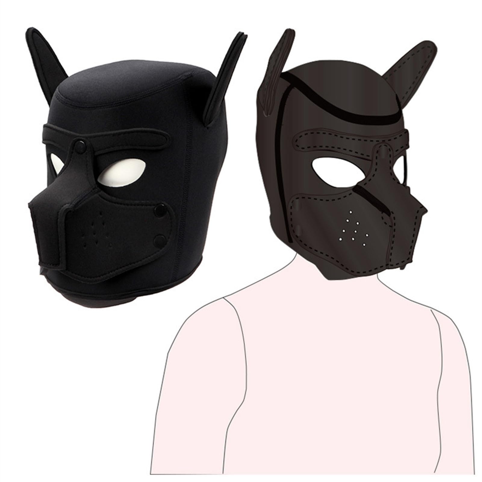 Maschera per cani, in neoprene Puppy Face Muzzle Dog Removable Full Face Pup Hood Mask, adatta per Halloween, feste in vacanza (rosso