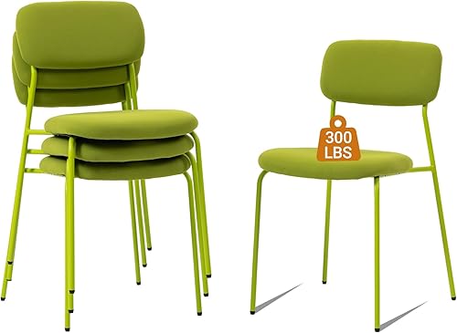 Miniatura 12 de Sidanli Juego de 4 sillas apilables para sala de espera, tapizadas sin brazos, con cojín cómodo para conferencias, recepción, sala de descanso, Negro