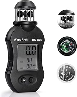 Anemometer Handheld Wind Speed Meter with 360°Rotation with Big LCD Back-Light for Wind Speed/Wind Temperature/Max/Avg for HAVC, Drone Flight, Fishing, Shooting-RQ-876