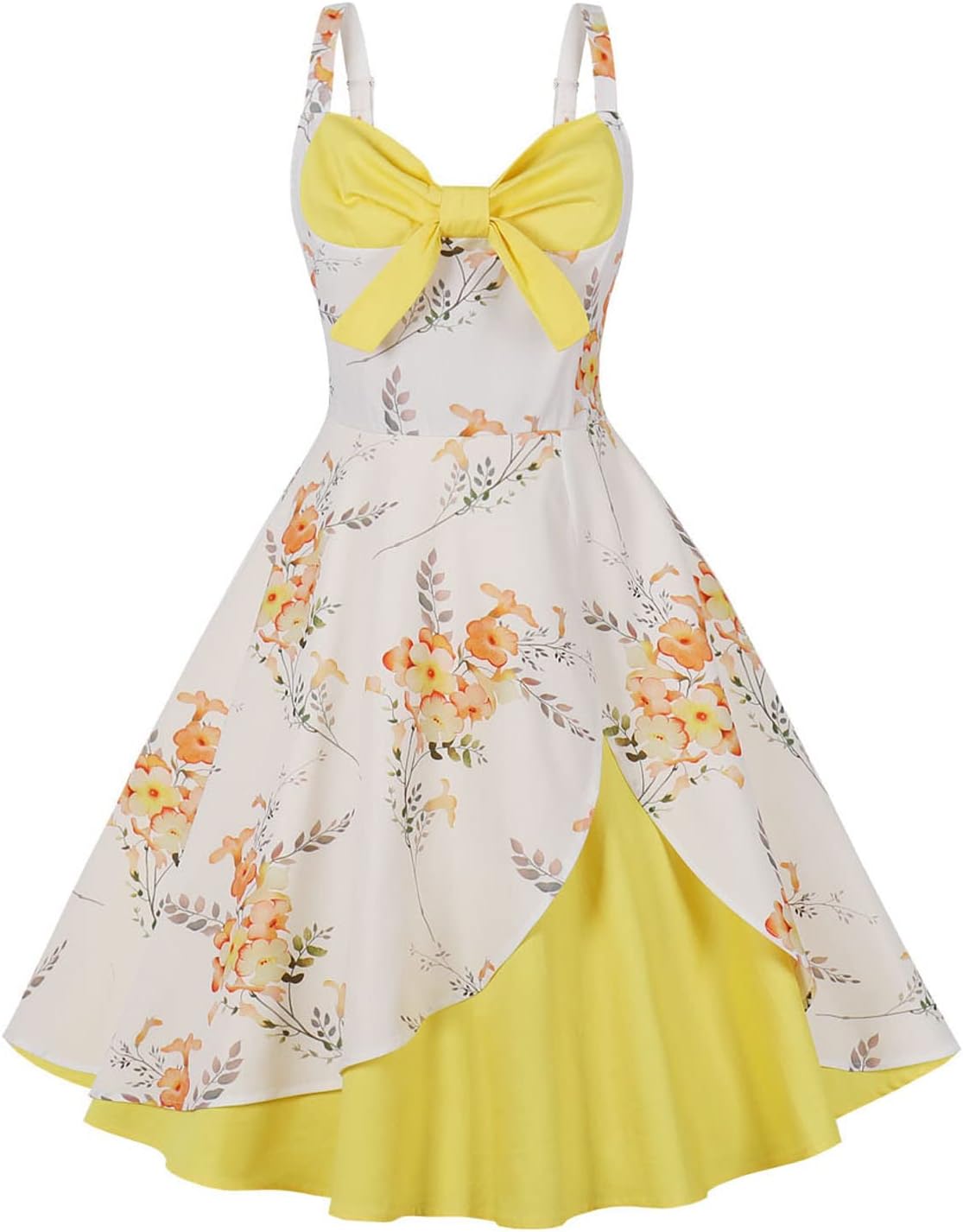 Women's Vintage Dress Sexy Retro 1950s Rockabilly Swing Floral Print Sleeveless Tea Hem Party Skater A Line Prom Cocktail Party Homecoming Dress Elegant Evening Gown Bridesmaid Dress