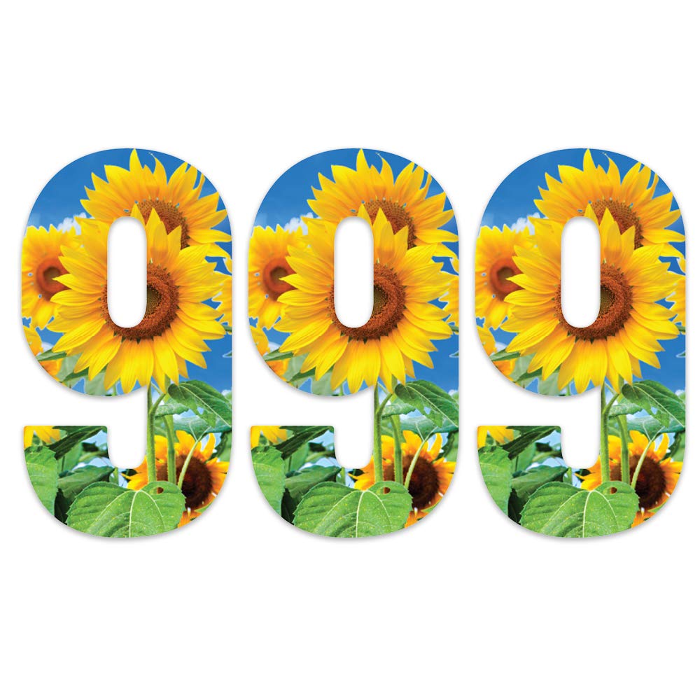 Packwith Yellow|Brown|Blue|Green Pack Of 3 Sunflower Bin Number Sticker - 9 Ideal For Home, Office, Classroom Decoration, Out Door Wheelie Bins, Dustbin V1099 Packwith®