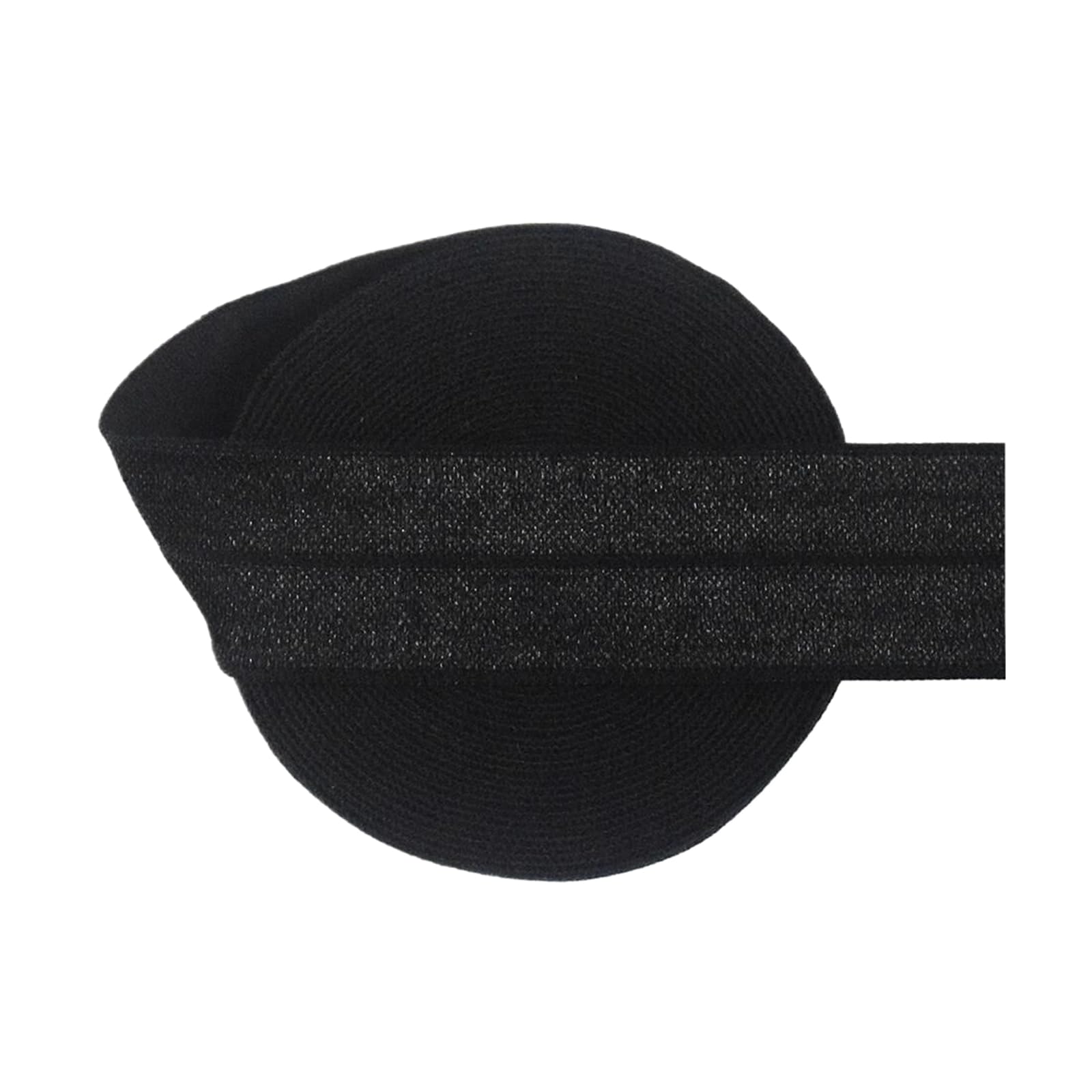 1" 25mm Solid Spandex Satin Bandfold Over Elastic, Black, 25mm,10 Yards