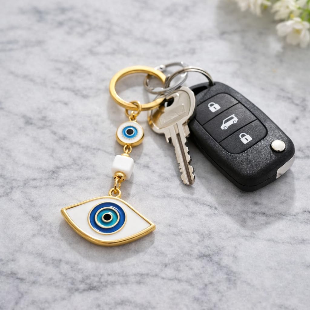Evil Eye Keychain for Women – Turkish Nazar Lucky Charm Key Ring, Gold Protection Amulet Bag Charm Gift image 4