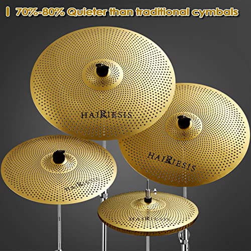 Silent Low Volume Cymbal Set 70%-80% Cymbal Set 14'Hi-Hat+16"Crash+18'Crash+20"Ride 5 Pieces Of Golden Drummer Practice Cymbals #TOP4
