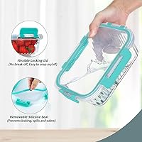 Vista 3 de KOMUEE - Juego de 10 recipientes de vidrio para preparación de comidas con tapas, recipientes herméticos para el almuerzo, aptos para microondas