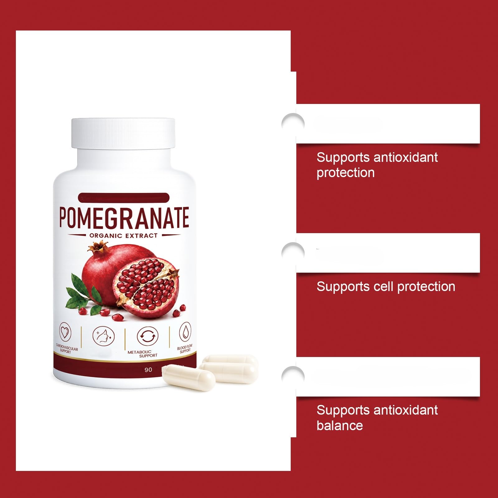 Estratto di melograno biologico - Supporto immunitario 90 conteggi | Estratto del frutto di melograno -Supporto digestivo e circolatorio- Non OGM, senza glutine-Adatto per uomini e donne