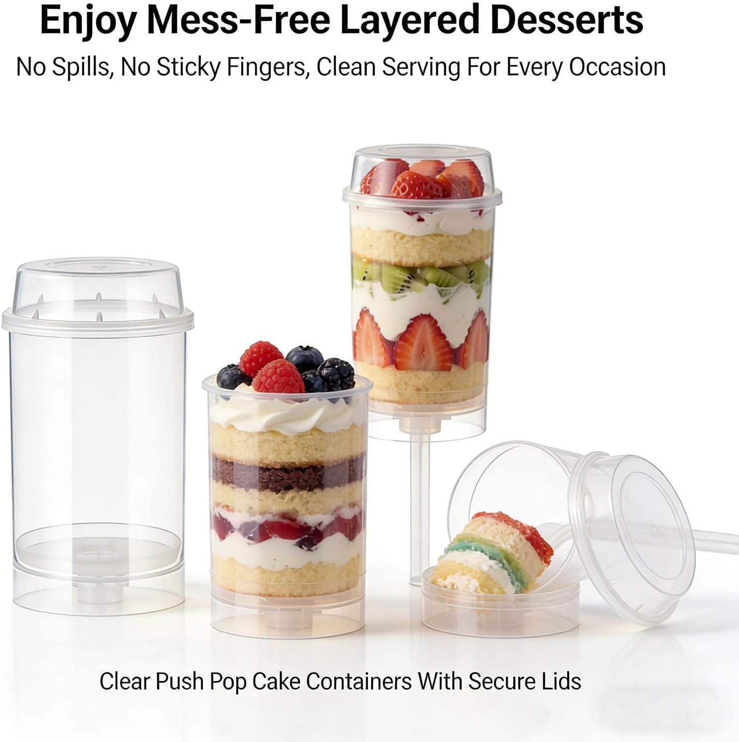 Push Pop Containers | Ice Cream Tubes - Push Up Containers with Stand & Lid | for Home Dining Room Wedding Birthday Party Family Gathering