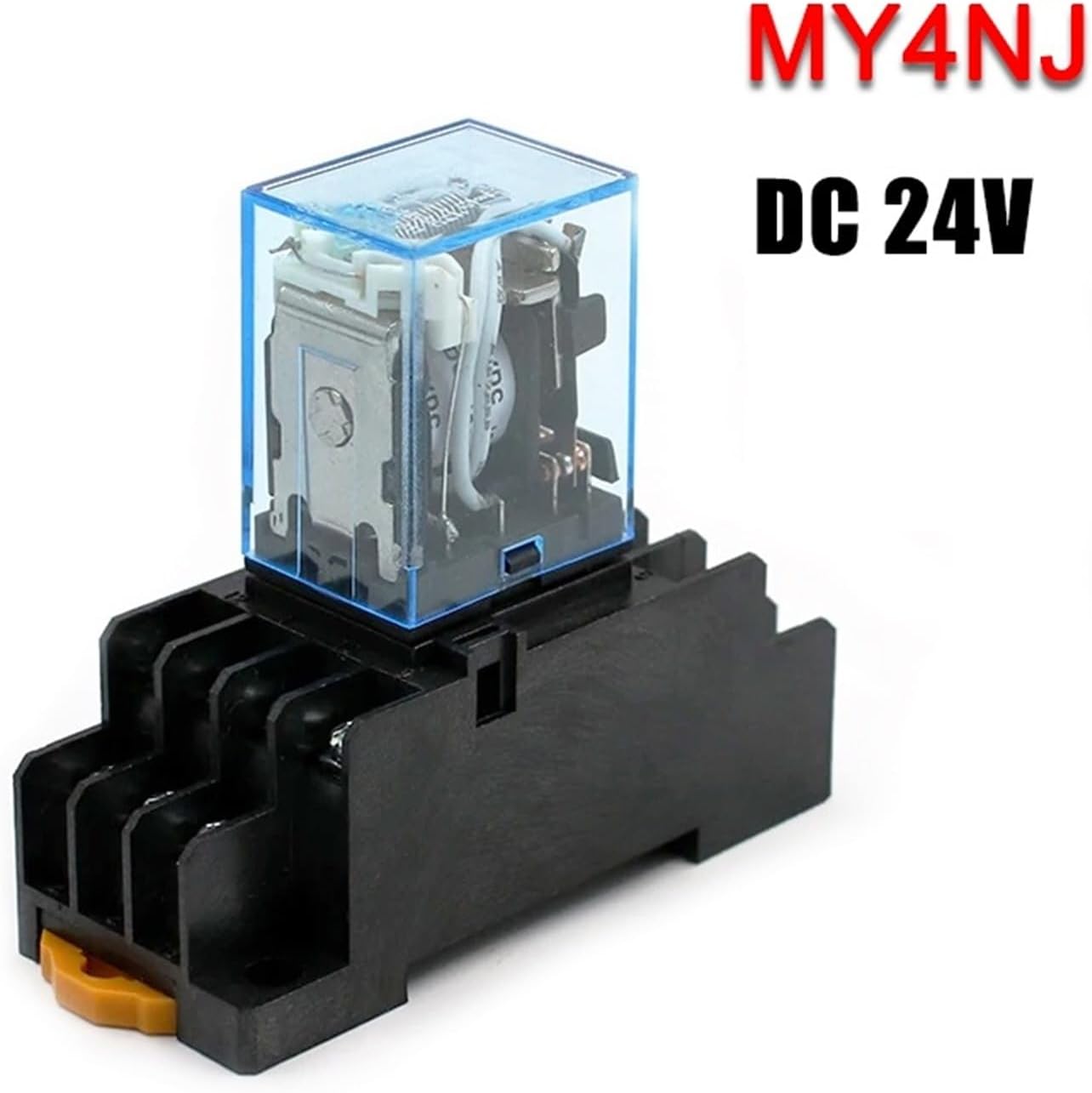KYMTWZXFF 5A MY2NJ MY4NJ Relay Coil General Micro Mini Electromagnetic Switch with Socket Base AC 110V 220V DC 12V 24V(DC24V MY4)