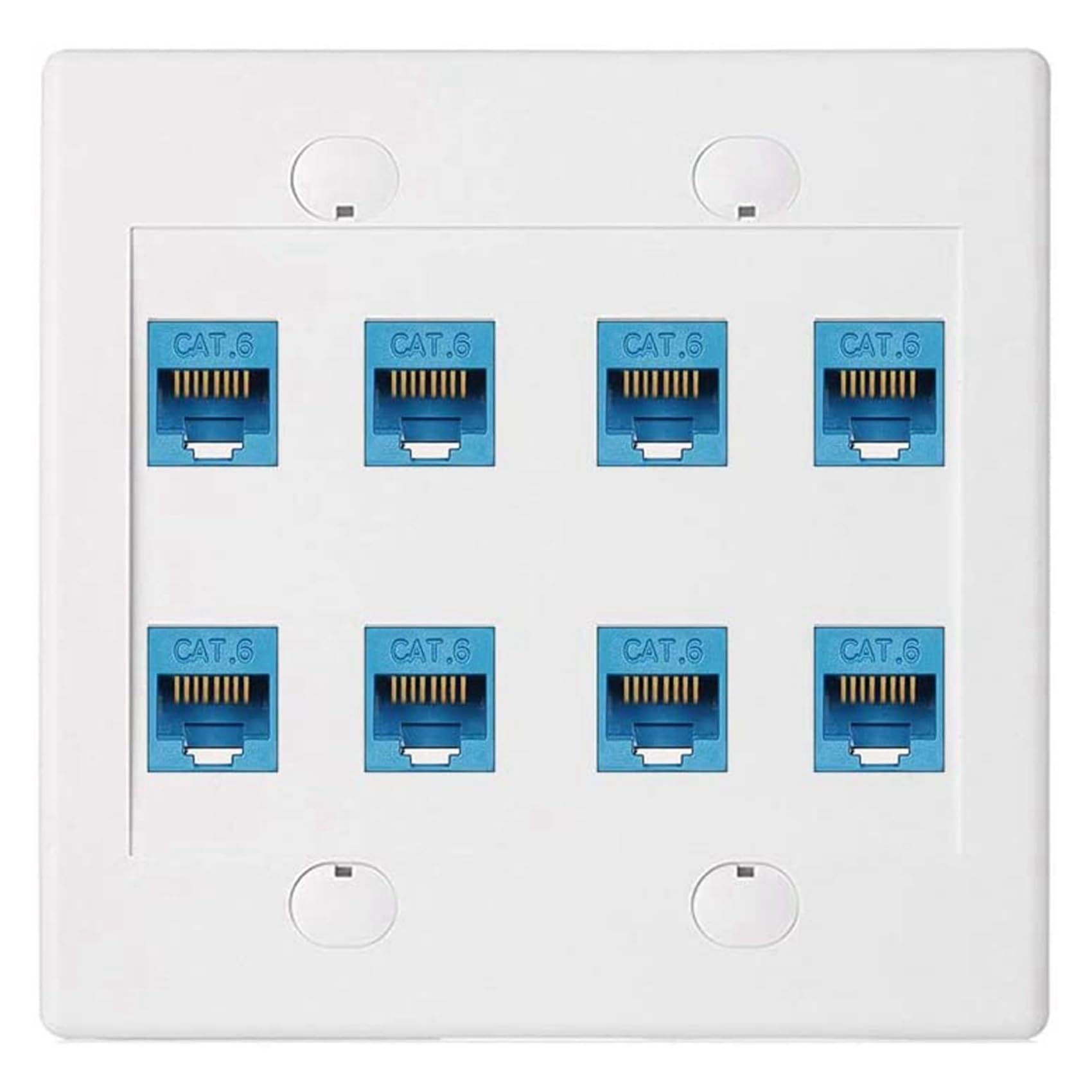 6X Plaque Murale Ethernet 8 Ports - Double Gang Cat6 RJ45 Jack Câble Réseau Façade à - Bleu