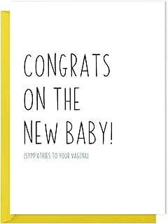 Funny New Baby Card - Congrats On The New Baby (Sympathies To Your V-gina) - New Baby Card, Baby Congratulations Card, Funny Labour Card
