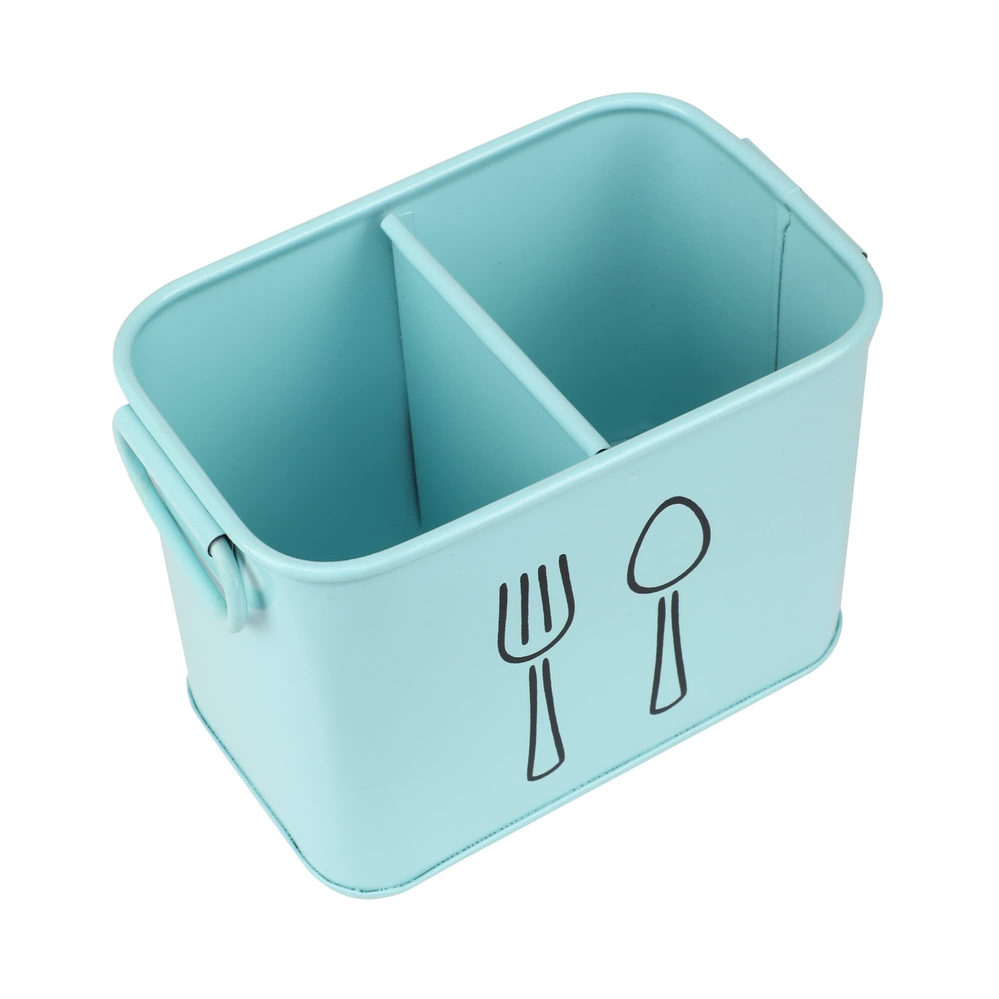 MICASAunbreakable metal Caddy holder & spoon Stand with Handles for Kitchen Cabinet or Pantry - Holds Forks, Knives, Spoons, Indoor or Outdoor Use. Color Aqua