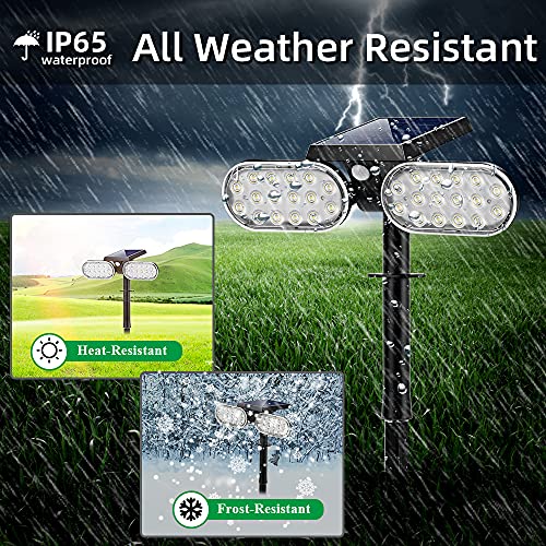 Romacci Holofote solar de duas cabeças para jardim 32 LED Solar Spot Light Fixado na parede Luz de i